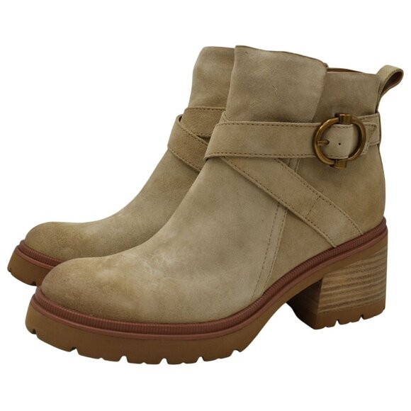 Sofft Shoes - Sofft Womens Size 9.5 Jenine Lennox Tan Suede Zip Block Heel Ankle Boots Shoes